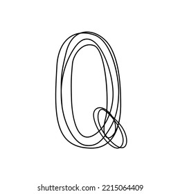 Q. Continuous thin line letter Q. vector illustration alphabet symbol with one line, minimalistic simple first letter name icon, logo