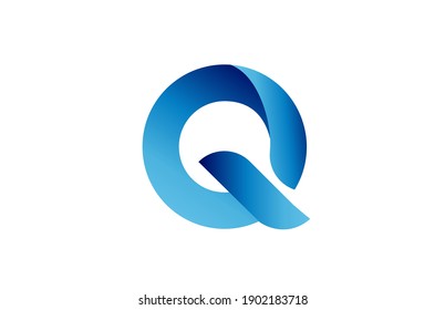 Q creative blue gradient alphabet letter logo for branding and business. Design for lettering and corporate identity. Professional icon template