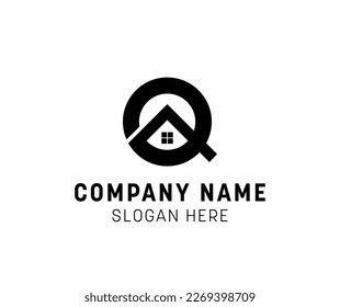 Q creative home logo for business.Professional icon template