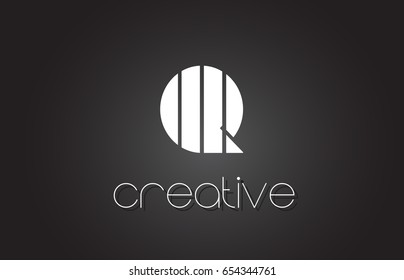 Q Creative Letter Logo Design With White and Black Lines.
