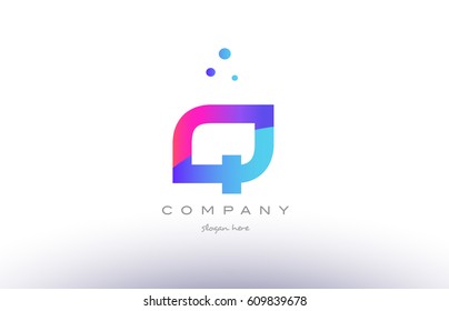 q creative pink purple blue modern dots creative alphabet gradient company letter logo design vector icon template