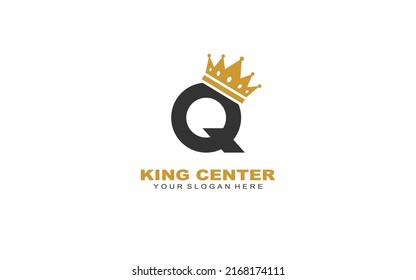 Q Crown wash logo design inspiration. Vector letter template design for brand.