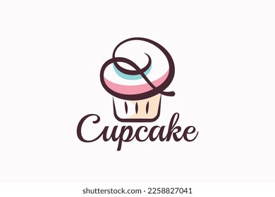 q cupcake logo with a combination of stylist cupcake and letter q for any business, especially for bakeries, cakeries, cafe, etc.