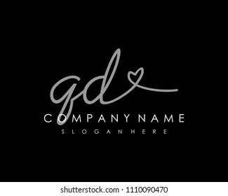 Q D Initial handwriting logo vector