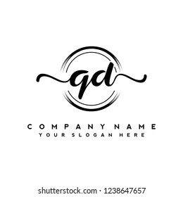 Q D Initial handwriting logo vector