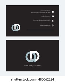 Q D Letter Logo design with Business card template