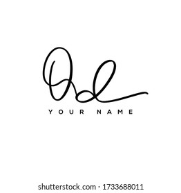 Q D QD Initial letter handwriting and signature logo.	
