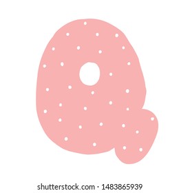 Q Decorated letter. flat style. Cartoon children letter g.