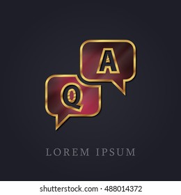 Q A Discussion Red Ruby with Golden Frame Precious Jewellery Icon / Logo Design