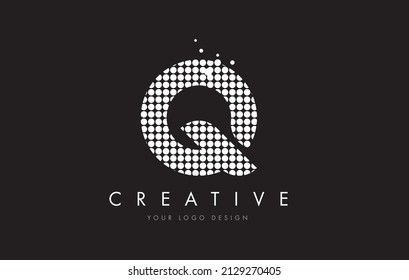 Q Dots Letter Logo Design with White Bubble Circles and Swoosh