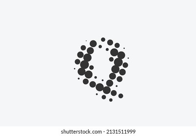 Q dotted alphabet letter logo icon design. Creative template for business with dot