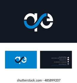 Q E Letter logo, with Business card template
