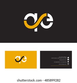 Q E Letter logo, with Business card template
