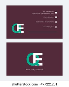 Q & E Letter logo, with Business card

