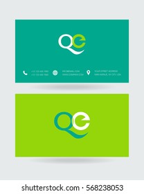 Q & E Letter logo design vector element with Business card