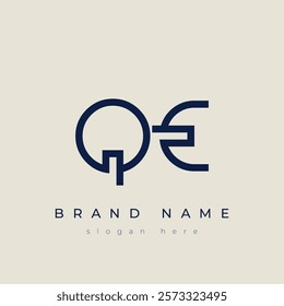 Q and E logo design. QE abstract Letters Logo Monogram. This logo design is the process of creating a visual symbol that represents a brand, company, or individual.