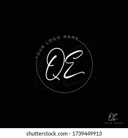 Q E QE Initial letter handwriting and signature logo.	
