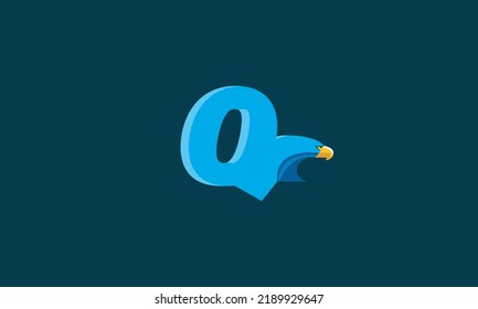 Q Diseño del icono de la letra del alfabeto del águila. Plantilla creativa para un logotipo Q de empresa y empresa