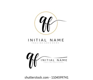 Q F Initial handwriting logo vector. Hand lettering for designs.
