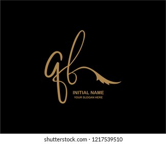 Q F Initial Handwriting Logo Template
