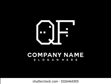 Q F initial logo template vector