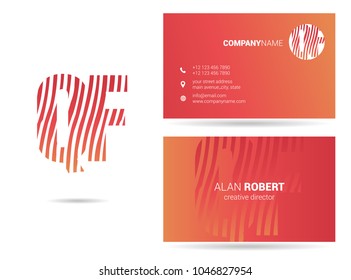 Q & F joint logo waves letter design with business card template