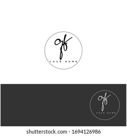 Q F QF Initial letter handwriting and signature logo.	