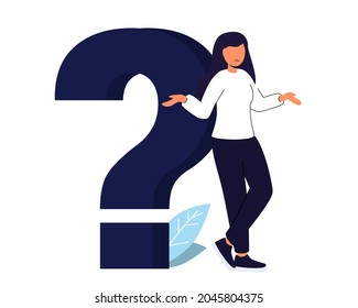Q and A or FAQ concept Searching solutions Useful information Customer support Solving problem Choice Smart man standing near big question mark thinking or solving problem Error 404 Restart Dilemma - Powered by Shutterstock - Get 15% off with code: PIKWIZARD15