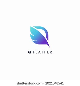 Q feather letter logo abstract