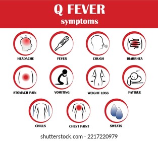 Q Fever Disease Symptoms. Vector Icon Of Illness. Simply Icon.