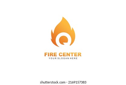 Q fire logo design inspiration. Vector letter template design for brand.