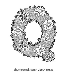 Q Flower letter isolated Vector illustration