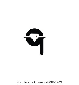 q font diamond logo flat vector template