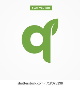 Q FONT ECO GREEN LEAF LOGO VECTOR FLAT TEMPLATE