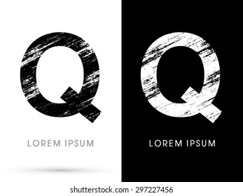 Q ,Font grunge destroy, graphic vector.