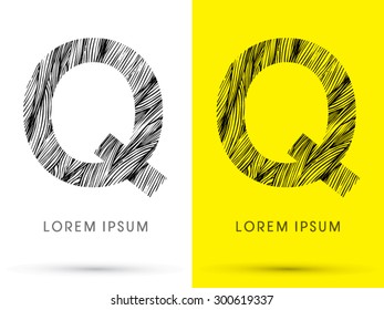 Q ,Font , hair line, graphic vector.