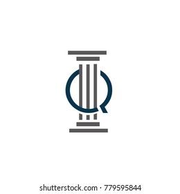 q font law logo flat vector template