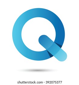 Q font vector with blue color on White background