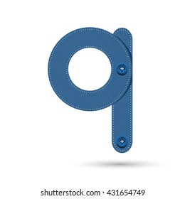 q font vector blue Jeans with studs on White background