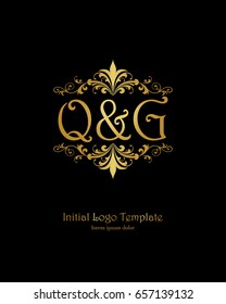 Q & G initial wedding logo template vector