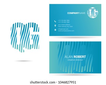 Q & G joint logo waves letter design with business card template