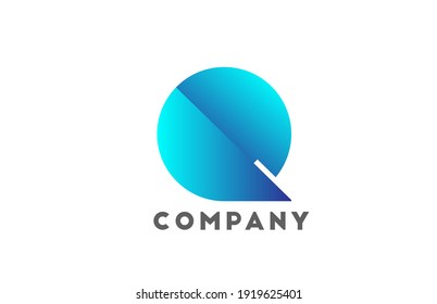 Q geometric alphabet letter logo for business and company with blue color. Corporate brading and lettering with futuristic design and gradient