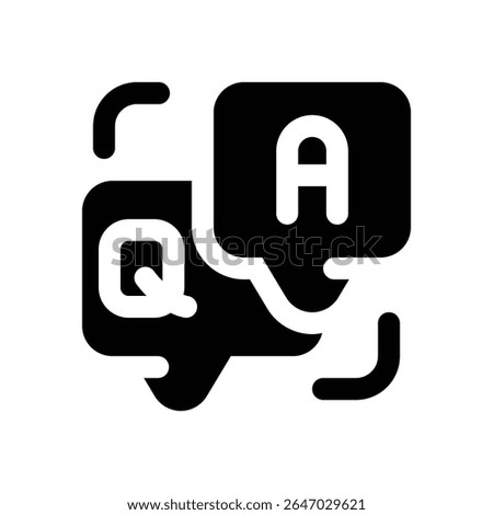 q and a glyph icon. Strong and solid vector icon for websites, mobile interfaces, presentations, and visual branding. High quality and easy to edit.