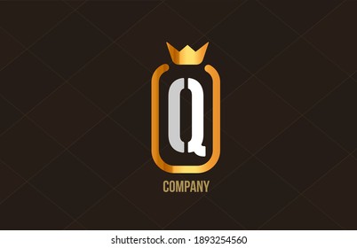 Q golden king crown alphabet letter logo for company and corporate. Gold luxury design. Can be used as an icon for a brand or product