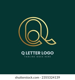 Q Golden Letter Logo Design with Gold Metal Texture. Creative Metal Gold Q Letter Design Vector Illustration