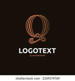Q golden letter logo, Q letter logo, luxury logo