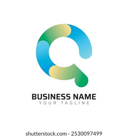 Q Gradiente colorido logotipo 3D Pro
