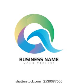 Q Gradiente colorido logotipo 3D Pro
