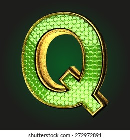 q green letter with gold