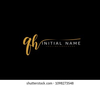 Q H Initial handwriting logo vector. Hand lettering for designs.